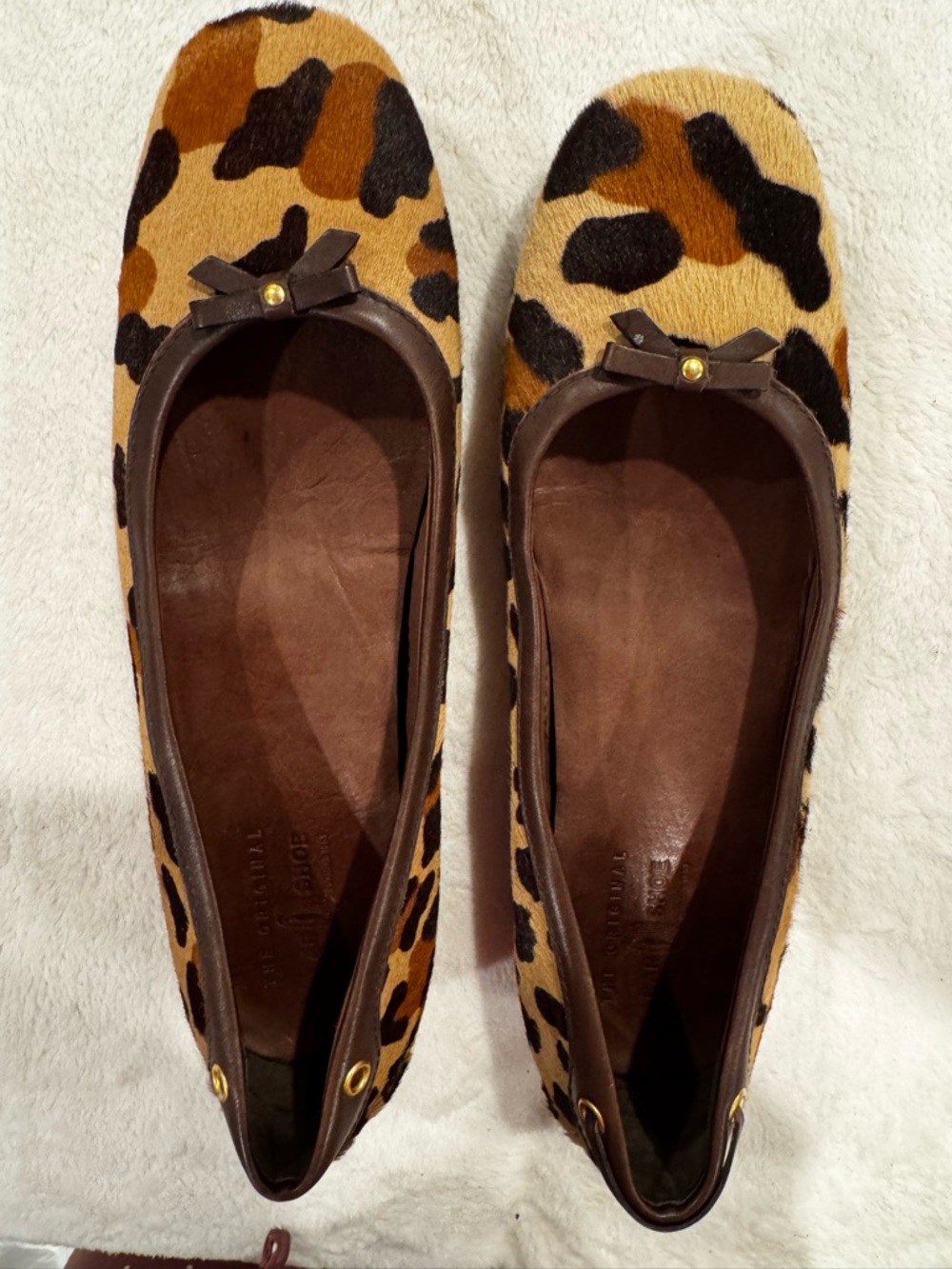 Leopard Print Ballet Flats with Bow - Women